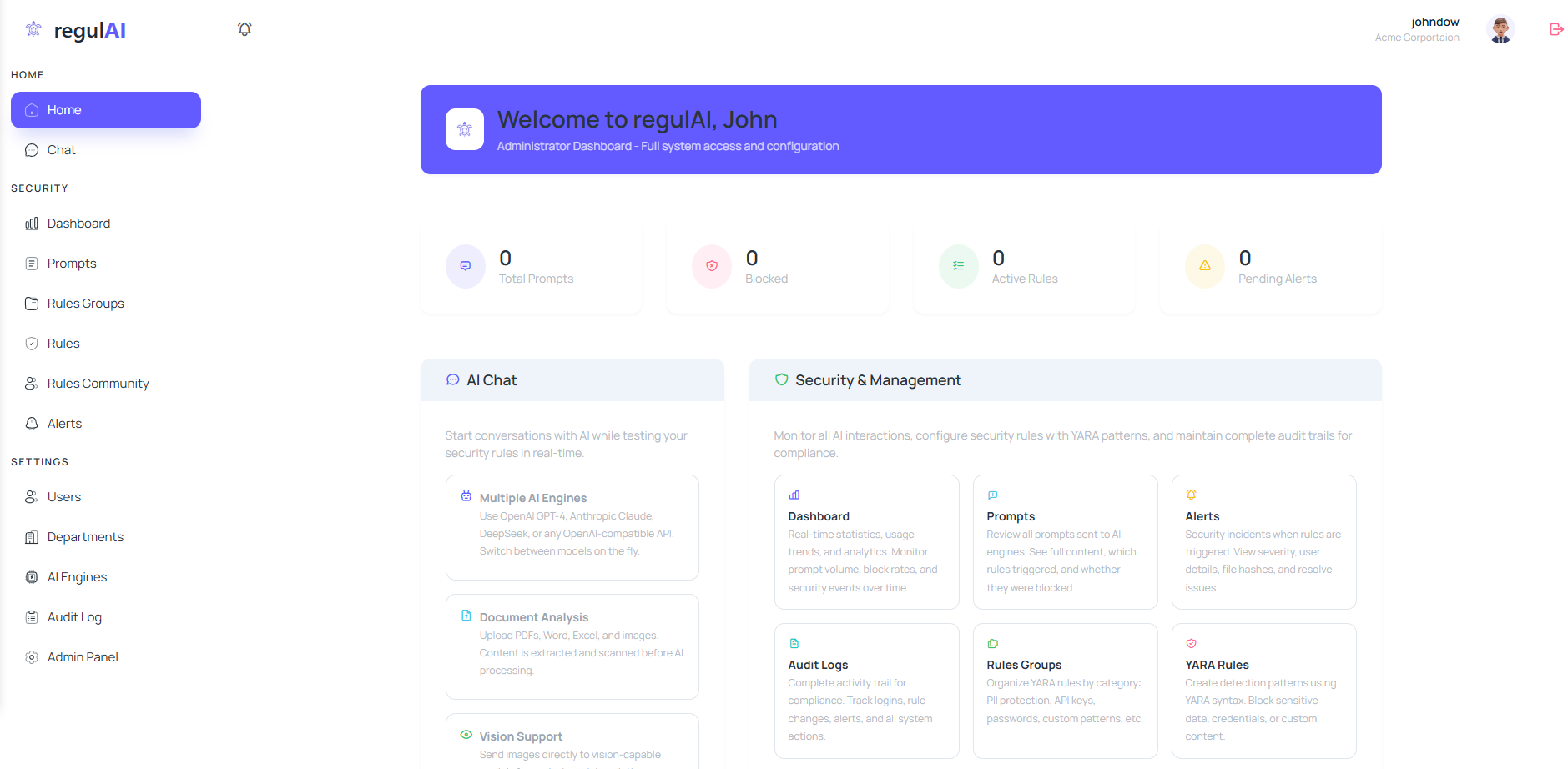 Panel principal de regulAI